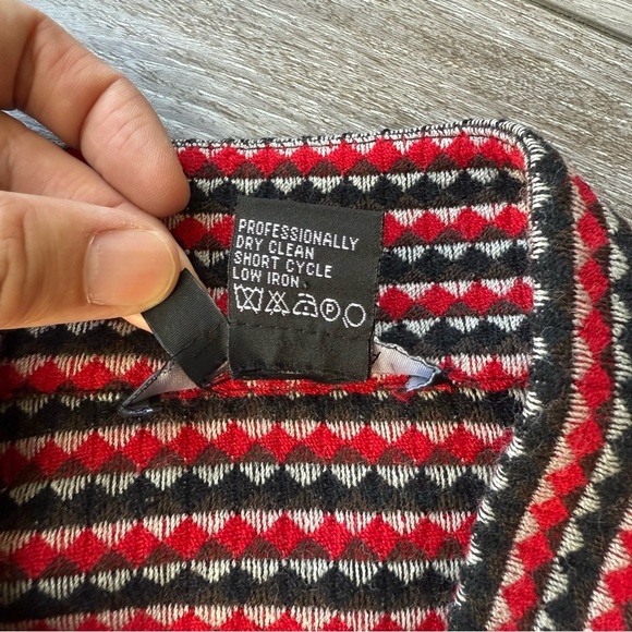 Etcetera Wool BIend Red Black Woven Diamond Tweed Blazer - Picture 6 of 10